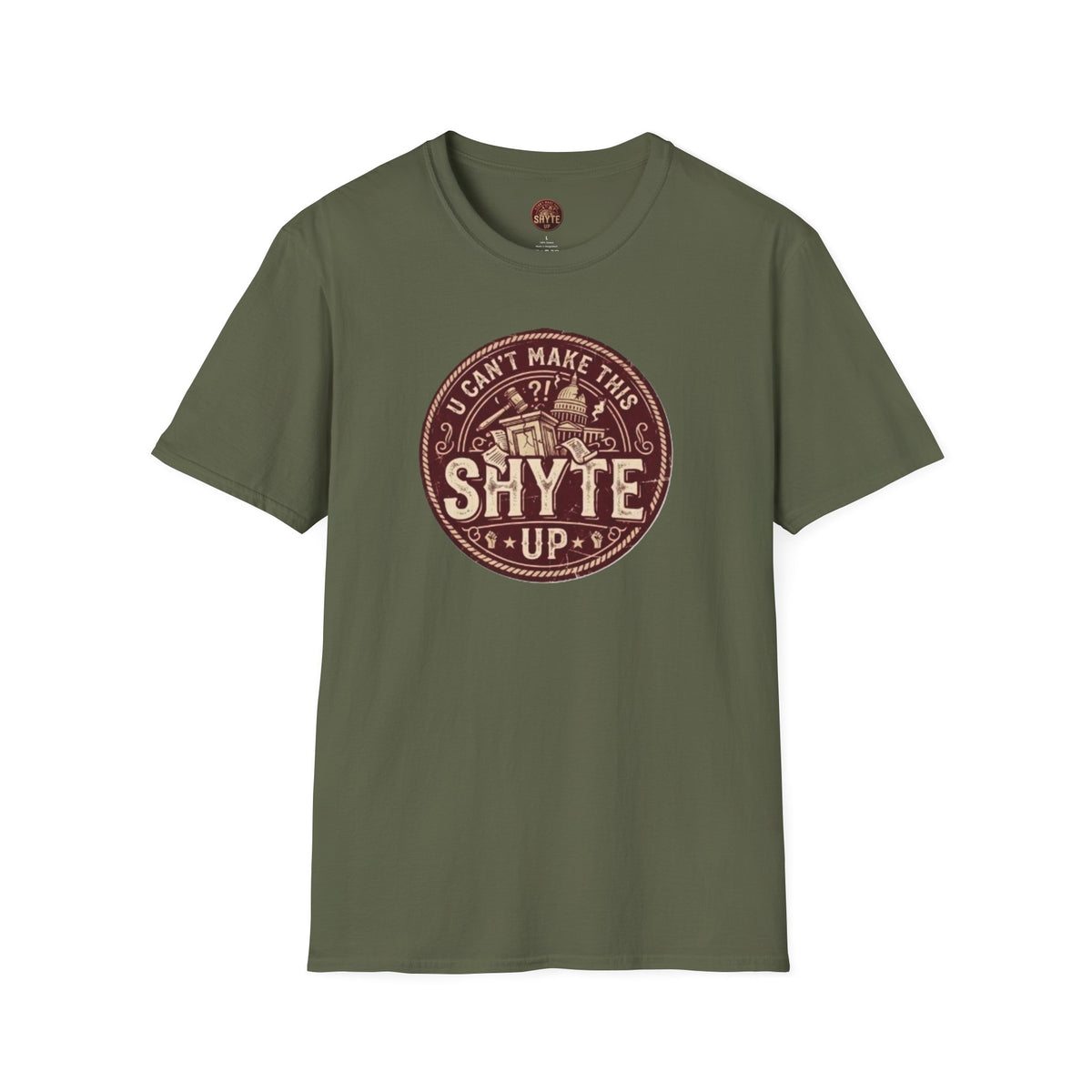 T-Shirt - U Cant Make This Shyte Up - Rust Red Cartoon Satire -  Unisex Softstyle